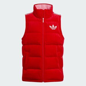 adidas ORIGINALS WOMEN'S ADICOLOR 70S VELVET DOWN PUFFER LUXE VEST SCARLET